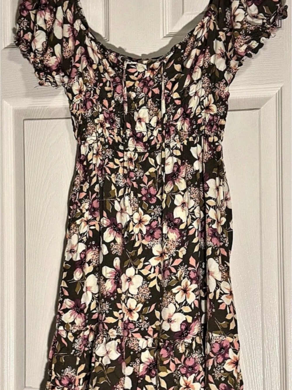 Liberty Love Floral Mini Dress in Brown & Pink